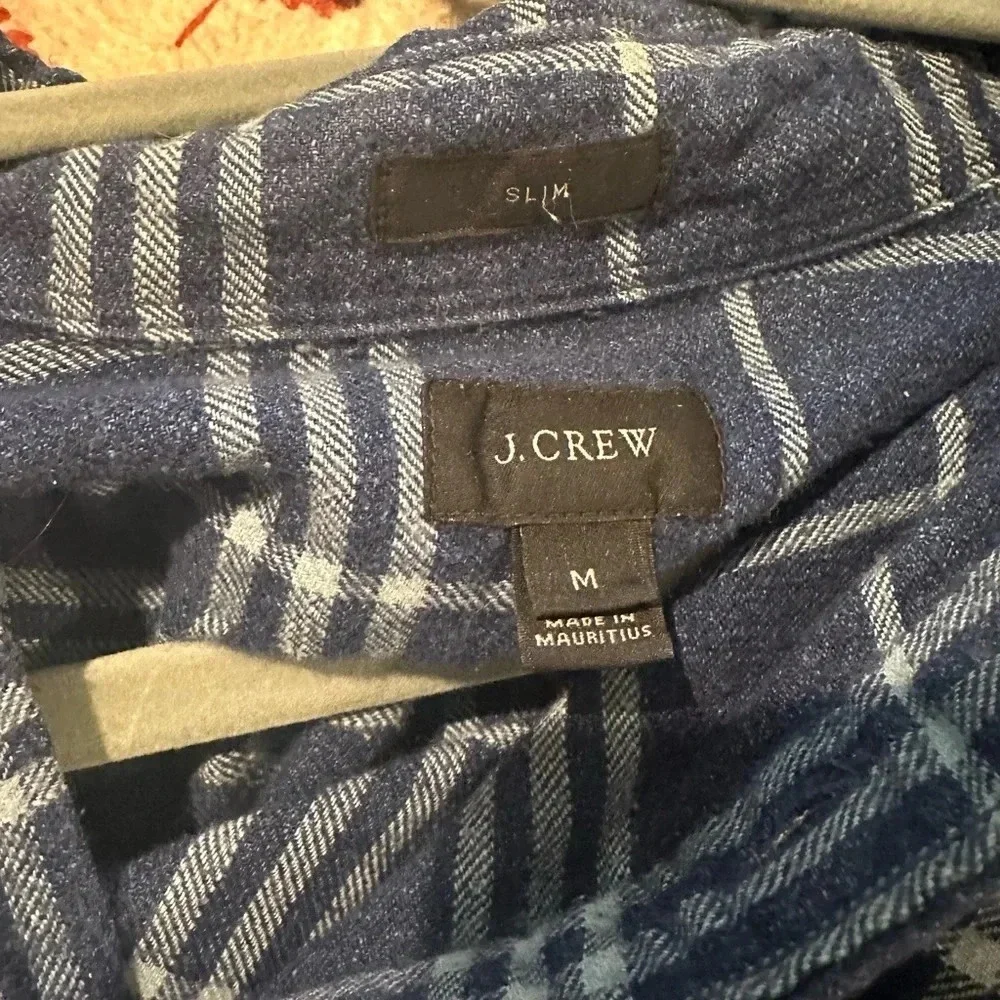 J. Crew blue and white plaid flannel button down